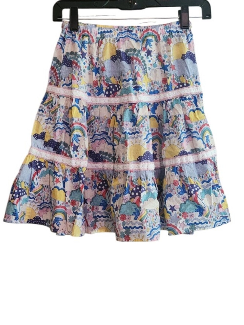 Boden Multicolor Tiered Ruffled Circle Skirt in Rainbows And Sunshine